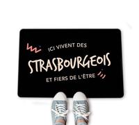 CADEAUX.COM - Paillasson Personnalisable Ici Vivent des Strasbourgeois - Tapis Entrée Intérieur Personnalisé - 40cm x 60cm - Tapis de Bienvenue à Personnaliser - Idée Cadeau Crémaillère, Noël