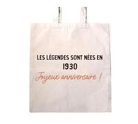 CADEAUX.COM - Tote Bag Message Générique Femme Née en 1930 Personnalisé - Message Personnalisable - Cadeau Anniversaire Femme - Cadeau Femme - Cadeau Année 1930