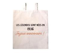 CADEAUX.COM - Tote Bag Message Générique Femme Née en 1936 Personnalisé - Message Personnalisable - Cadeau Anniversaire Femme - Cadeau Femme - Cadeau Année 1936