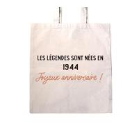 CADEAUX.COM - Tote Bag Message Générique Femme Née en 1944 Personnalisé - Message Personnalisable - Cadeau Anniversaire Femme - Cadeau Femme - Cadeau Année 1944