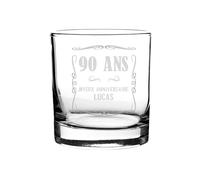 CADEAUX.COM - Verre à Whisky personnalisable pour Homme de 90 ans - Message Personnalisable - Verre Personnalisé - Cadeau Anniversaire - Cadeau Homme