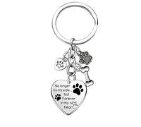 Cadeaux commémoratifs de chien Pet Memorial Keychain n'est plus à mes côtés pour toujours dans mon coeur Clé Chain Perte de cadeaux de chien imprimés Prints charme Cadeau de sympathie, argent,