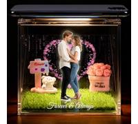 Cadeaux commémoratifs personnalisés - Projection 3D holographique - Maison numérique holographique avec nom, dates - Ornements de bureau pour la perte d'une mère, d'un père, d'un être cher