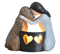 Cadeaux commémoratifs pour Chiens pour la Perte de Chien, Cadeaux commémoratifs pour Chiens pour la Perte de Statue de Chien en résine de Chien avec Un bougeoir sans Flamme 5,5X 5,5 Pouces de Chien d