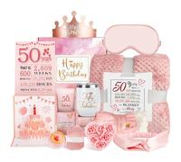 Cadeaux d'anniversaire 50e anniversaire pour femme, paquet de soins reçoit bientôt des cadeaux pour femme de 50 ans, kit de spa relaxant de 50e anniversaire avec couverture tumbler pour votre mère
