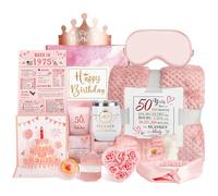 Cadeaux d'anniversaire 50e pour femme, paquet de soins reçoit bientôt des cadeaux pour femme de 50 ans, boîte d'anniversaire 1975, kit relaxant spa, avec couverture tumbler pour votre mère, épouse,