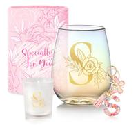 Cadeaux d'anniversaire personnalisés pour femme, verres à vin sans pied monogrammés, cadeaux d'amitié, cadeau de Noël éléphant blanc pour femme, maman, sœur, elle, épouse, demoiselle d'honneur, cadeau