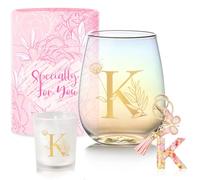 Cadeaux d'anniversaire personnalisés pour femme, verres à vin sans pied monogrammés, cadeaux d'amitié, cadeau de Noël éléphant blanc pour femme, maman, sœur, elle, épouse, demoiselle d'honneur, cadeau