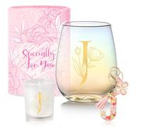 Cadeaux d'anniversaire personnalisés pour femme, verres à vin sans pied monogrammés, cadeaux d'amitié, cadeau de Noël éléphant blanc pour femme, maman, sœur, elle, épouse, demoiselle d'honneur, cadeau