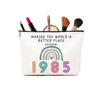 Cadeaux d'anniversaire pour femme - Sac à maquillage arc-en-ciel personnalisé pour maman, grand-mère, meilleure amie, 1985, 1985