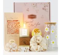 Cadeaux d'anniversaire pour femmes, amitié, adolescentes, filles, coffret cadeau d'anniversaire unique pour fille, sœur, fille, amis, idées de tasses en verre esthétiques mignonnes marguerites