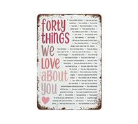 Cadeaux d'anniversaire pour femmes pour 40 ans, cadeau d'anniversaire pour elle, 40 choses que nous aimons chez vous, modèle 40 raisons pour lesquelles nous vous aimons, plaque en métal vintage amusa