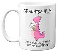 Cadeaux d'anniversaire pour grand-mère - Grannysaurus - Tasse « Best Granny » - Tasse « Happy Birthday » - Cadeau de Noël spécial de la part de petits-enfants, tasses amusantes en céramique de 325 ml - Passe au lave-vaisselle