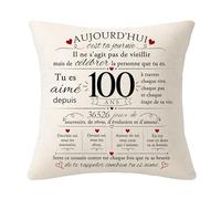 Cadeaux d'anniversaire pour Les Hommes de 100 Ans, Housses de Coussin d'anniversaire pour Son Papa Papi Oncle Frère Cousin Ami Collègue Décoration d'anniversaire - 100e Anniversaire Cadeaux(100-lui)