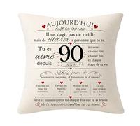 Cadeaux d'anniversaire pour les Hommes de 90 Ans, Housses de Coussin d'anniversaire pour son Papa Papi Oncle Frère Cousin Ami Collègue Mari Décoration d'anniversaire - 90e Anniversaire Cadeaux(90-lui)