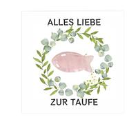 Cadeaux de baptême pour fille - Poisson rose porte-bonheur avec carte de baptême et boîte cadeau, charmante décoration de baptême