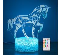 Cadeaux de cheval pour les filles, 16 couleurs géométrique équine lampe d'illusion 3D, lumière de nuit avec télécommande et contrôle tactile, chevaux décor pour la chambre des enfants, cadeaux d'anniv
