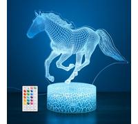 Cadeaux de cheval pour les filles, Lampe d'illusion 3D de cheval de 16 couleurs, Lumière de nuit avec télécommande et commande tactile, Décor de chevaux pour la chambre des enfants, Cadeaux d'annivers