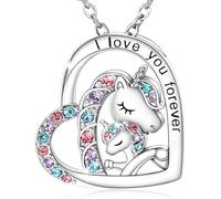Cadeaux de Collier de Licorne pour les Fille, I Love You Forever Licorne Cadeaux en Licorne Cadeaux pour les Filles Femmes Bijoux, Princesse Anniversaire Cadeau