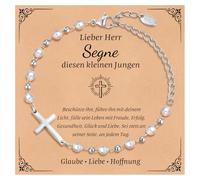 Cadeaux de communion pour filles - Bracelet avec croix - Bracelet de perles avec croix pour enfants, bracelet pour enfant, pour confirmation, naissance, baptême, première communion, confirmation