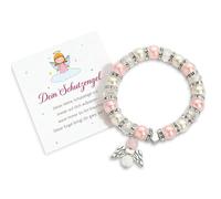 Cadeaux de communion pour filles, cadeaux de baptême, bracelet en perles bracelet ange gardien avec carte, bracelet de communion cadeaux de première communion ange gardien croix, anniversaire & calend