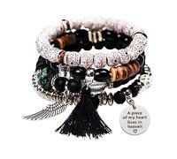 Cadeaux de condoléances pour la perte de maman - Bracelets commémoratifs pour perte de mère - Bracelets de mémoire pour une personne chère - Bohème - Empilable - Cadeau pour femme, Pierre en acier