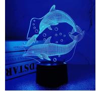 Cadeaux de dauphin, lampe d'illusion 3D, veilleuse de dauphin pour décoration de chambre cadeaux de style de mode avec télécommande