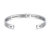 Cadeaux de demoiselle d'honneur « My Maid of Honor Today My Sister for Life » - Bracelet manchette pour demoiselles d'honneur - Bracelet manchette pour fête de mariage - Souvenir pour sœur, meilleure