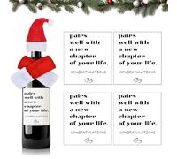 Cadeaux de départ pour collègues, femmes, hommes, étiquettes de vin et chapeau de Père Noël de Noël, écharpe pour collègue, patron, ami, cadeau humoristique pour collègues, femmes, hommes, cadeaux de