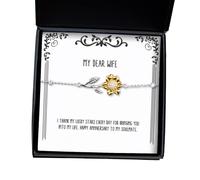 Cadeaux de femme utiles, je remercie mes étoiles chanceuses tous les jours de vous avoir introduit dans mon bracelet de tournesol en blague pour la femme de mari, un cadeau de bijoux humoristique, un