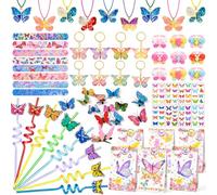 Cadeaux de Fête Anniversaire Fille, Papillon Anniversaire Fille, Papillons Pailles Enfants Collier Pinces à Cheveux Porte-clés Slap Bracelet Tatouage Sacs Cadeaux, Petits Cadeaux Anniversaire Fille