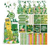 Cadeaux de fête de la Saint-Patrick - Papeterie - Trèfle - Autocollants porte-bonheur - Carnet de notes - Règle arc-en-ciel - Gomme irlandaise - Cadeaux de la Saint-Patrick