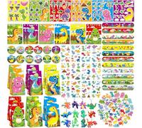 Cadeaux de fête dinosaures, décorations d'anniversaire dinosaures, sacs porte-clés, mini bloc-notes autocollants, bracelets pour dinosaures, accessoires de fête pour enfants et garçons