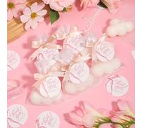 Cadeaux de fête prénatale pour invités - 10 ensembles de bougies parfumées en forme de nuage avec sacs en organza et étiquettes cadeaux, cadeaux de retour de fête prénatale pour révélation du sexe ou