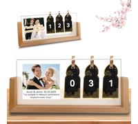 Cadeaux de Fiançailles pour Couples Calendrier de Compte à Rebours de mariage personnalisé personnalisé avec photo/texte Cadeau de fiançailles pour femmes Future Mme Fiancée Couple nouvellement fiancé