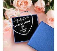 Cadeaux de fiançailles pour couples - Décoration en verre « The Best is Yet to Come » 2026, cadeau de fiançailles pour les femmes nouvellement fiancées, fiancée, fille ou amie