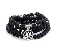 Cadeaux de fleurs de Lotus, perles Mala, 108, Bracelet de guérison, collier, accessoires de méditation (Lave (Lava))