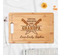 Cadeaux de grillades personnalisés pour grand-père - Cadeaux personnalisés pour la fête des pères pour papa - Planche à découper pour barbecue, cadeau parfait pour homme, papa, beau-père, mari
