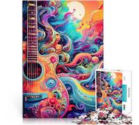 Cadeaux de Jeux stimulants Art Abstrait de Guitare psychédélique Puzzle de 1000 pièces pour Adultes 50x75cm Décoration Parfaite pour Les 14 Ans et Plus