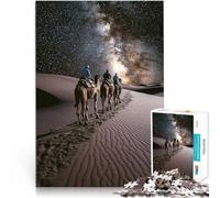 Cadeaux de Jeux stimulants Caravane de chameaux sous la Voie lactée Puzzle 1000 pièces pour Adolescents 50x75cm Une œuvre d'art Convient aux 14 Ans et Plus