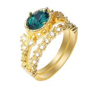 Cadeaux de la fête des mères Blanage de zircon brillant Round Green Stone Bijoux Fashion Bijoux Anneau engagé pour femmes Cadeaux de Noël pour couple Femmes Hommes