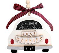 Cadeaux de Mariage, Bois de 3, 9 Pouces First Christmas Marié Ornement 2024, Mr and Mme Gifts, Suspendu Juste marié pour Les Jeunes mariés, Le Arbre Noël, Le Manteau, la Guirlande