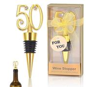 Cadeaux de mariage dorés - Décoration de noces d'or - 50 ans - Bouchon de bouteille de vin doré - Décoration de table - Cadeau de mariage doré - 50 ans pour invités