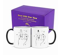Cadeaux de mariage pour couples, ensemble de tasses à café amusantes "Doigt de l'anneau", cadeaux de fiançailles pour le couple, cadeau pour jeunes mariés, Mr et Mrs, cadeaux de douche nuptiale 11 oz