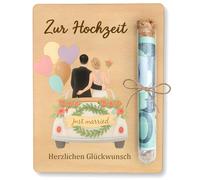 Cadeaux de mariage pour les mariés, cadeau d'argent mariage avec plaque en bois et tubes en verre, cadeaux de mariage créatifs en bois pour les mariés argent, cadeau de mariage - Les meilleurs vœux