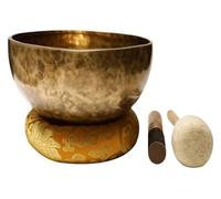 Cadeaux de méditation, ensemble bols chantants tibétains fabriqués à la main, son en métal martelé au Népal for le yoga, accessoires(22cm)