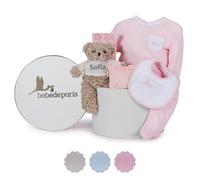 Cadeaux de naissance pour les nouveau-nés | Panier de bébé classique essentiel | Boîte de modèle de cadeau de bébé d'| 3-6 mois (rose) | BebeDeParis