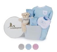 Cadeaux de naissance pour les nouveau-nés | Panier de bébé classique essentiel | Boîte de modèle de cadeau de bébé d'| 3-6 mois (Bleu) | BebeDeParis