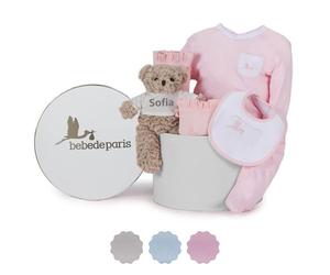 Cadeaux de naissance pour les nouveau-nés | Panier de bébé classique essentiel | Boîte de modèle de cadeau de bébé d'| 3-6 mois (rose) | BebeDeParis