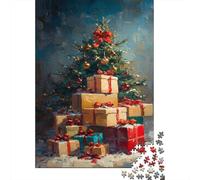 Cadeaux de Noël Casse-tête Sapin Peinture à l'huile 1000 Pièces Papier Recyclé pour Adultes - Activité Maison Difficile et Stimulante, Cadeau Ludique pour la Maison 38x26cm/1000pcs